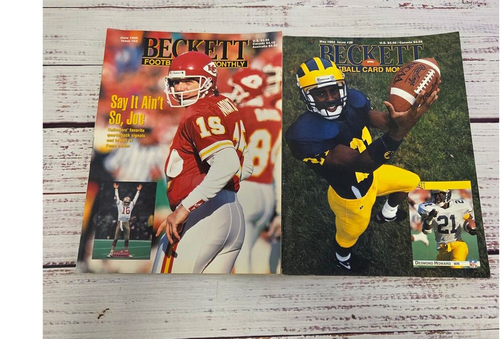 Lot of 2 Beckett Football Card Monthly Magazines 1992 1995 Vintage